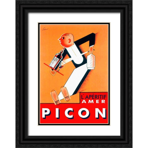 Amer Picon Black Ornate Wood Framed Art Print with Double Matting by Vintage Apple Collection