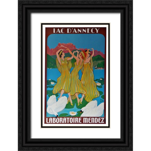 Three Woman poster Black Ornate Wood Framed Art Print with Double Matting by Vintage Apple Collection