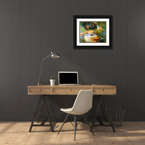 Monet-A Luncheon Black Ornate Wood Framed Art Print with Double Matting by Vintage Apple Collection