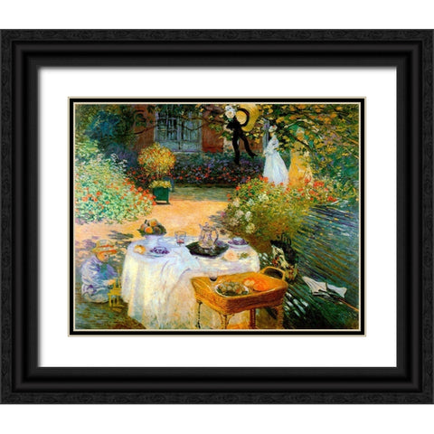 Monet-A Luncheon Black Ornate Wood Framed Art Print with Double Matting by Vintage Apple Collection