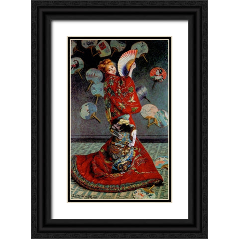 Monet-Japanese Dress Black Ornate Wood Framed Art Print with Double Matting by Vintage Apple Collection