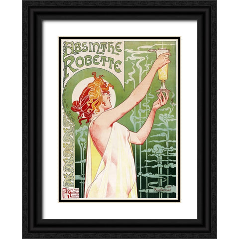 Livemont Absinthe Robette Archival Black Ornate Wood Framed Art Print with Double Matting by Vintage Apple Collection