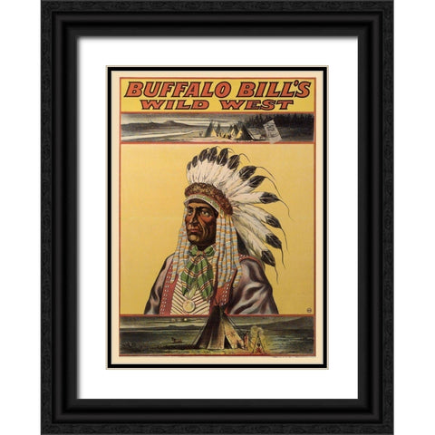 Buffalo Bills Wild West V Black Ornate Wood Framed Art Print with Double Matting by Vintage Apple Collection