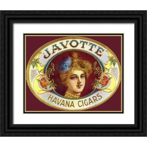 Vintage Adv Javotte Havana Cigars Black Ornate Wood Framed Art Print with Double Matting by Vintage Apple Collection