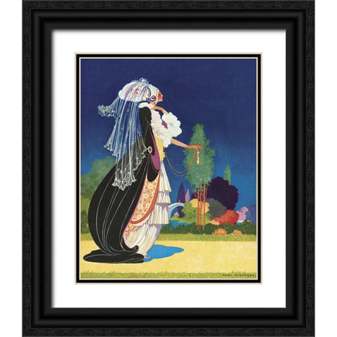Art Nouveau Veil Black Ornate Wood Framed Art Print with Double Matting by Vintage Apple Collection