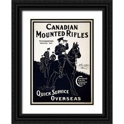 Canadian Mounties Black Ornate Wood Framed Art Print with Double Matting by Vintage Apple Collection