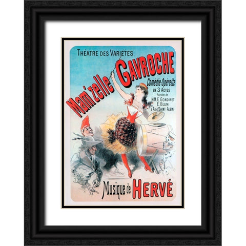 Ent Mamzelle Gavroche Black Ornate Wood Framed Art Print with Double Matting by Vintage Apple Collection