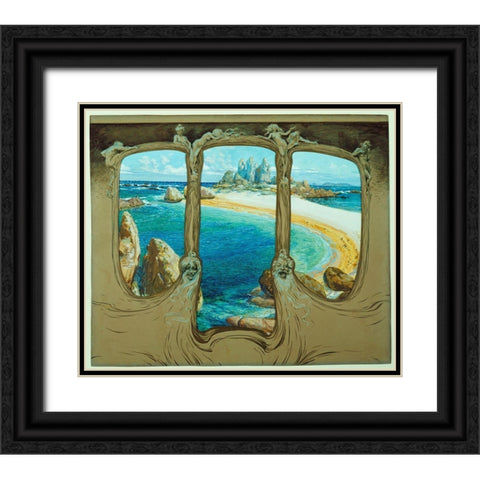 Frantisek Kupka - View From A Carriage Window Black Ornate Wood Framed Art Print with Double Matting by Vintage Apple Collection