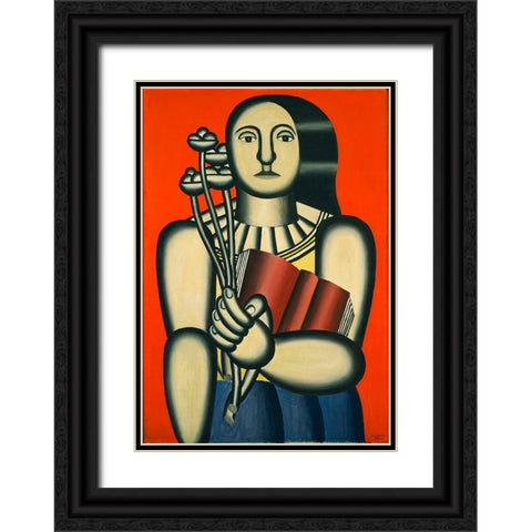 Fernand Léger - Woman with a Book Black Ornate Wood Framed Art Print with Double Matting by Vintage Apple Collection