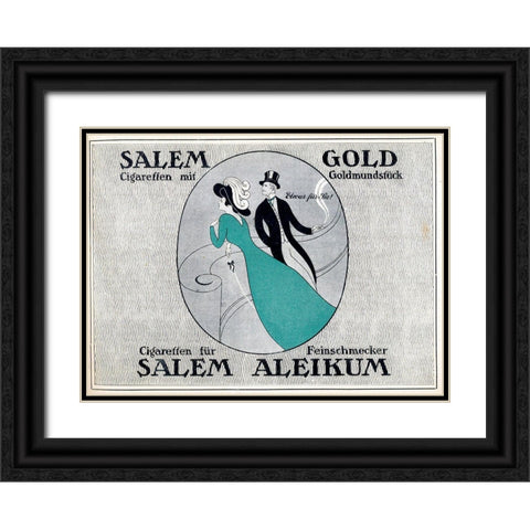 Gold Cigaretten Black Ornate Wood Framed Art Print with Double Matting by Vintage Apple Collection