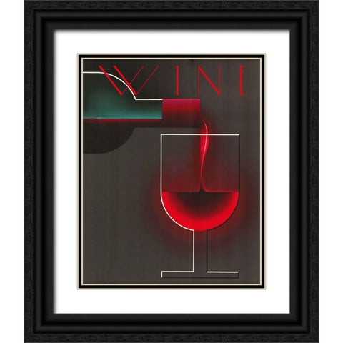 Wine Deco Black Ornate Wood Framed Art Print with Double Matting by Vintage Apple Collection