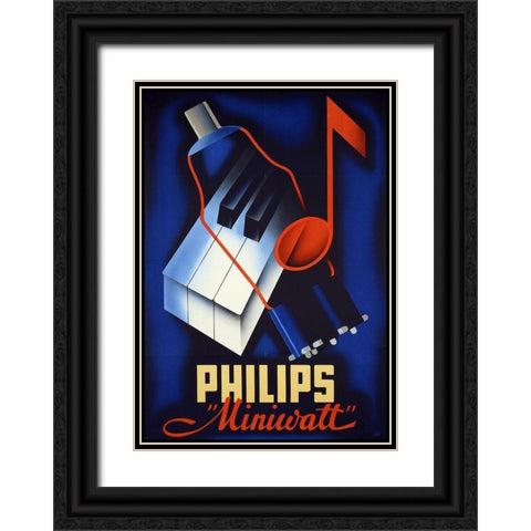 Miniwatt Black Ornate Wood Framed Art Print with Double Matting by Vintage Apple Collection