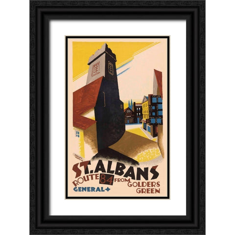 Saint Albans London Black Ornate Wood Framed Art Print with Double Matting by Vintage Apple Collection