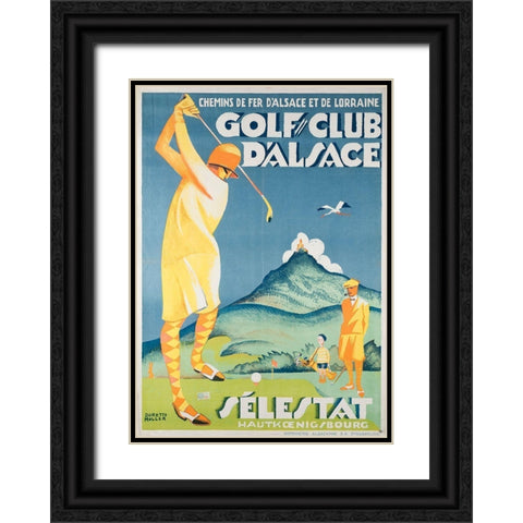 Alsace Golf Black Ornate Wood Framed Art Print with Double Matting by Vintage Apple Collection