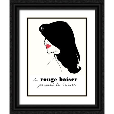 Rouge Baiser Black Ornate Wood Framed Art Print with Double Matting by Vintage Apple Collection