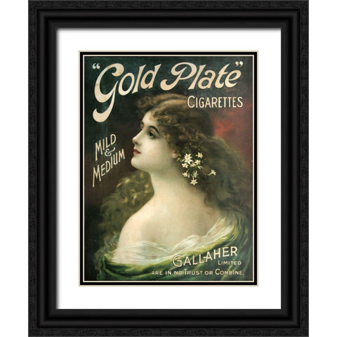 Gold Plate Black Ornate Wood Framed Art Print with Double Matting by Vintage Apple Collection