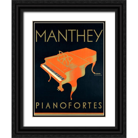 Manthey Piano Black Ornate Wood Framed Art Print with Double Matting by Vintage Apple Collection