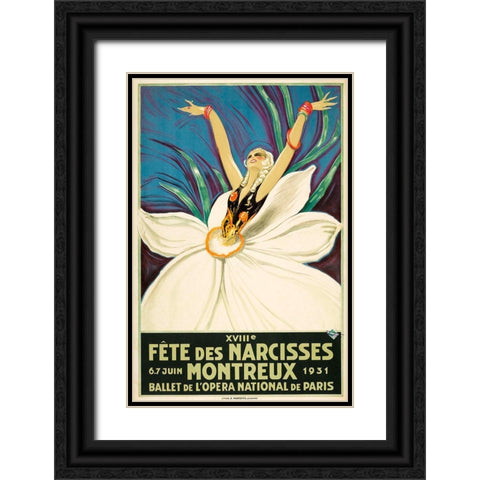 Paris Ballet Black Ornate Wood Framed Art Print with Double Matting by Vintage Apple Collection