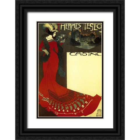 Art Nouveau Sign Black Ornate Wood Framed Art Print with Double Matting by Vintage Apple Collection