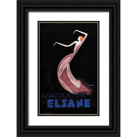 Elsane Black Ornate Wood Framed Art Print with Double Matting by Vintage Apple Collection