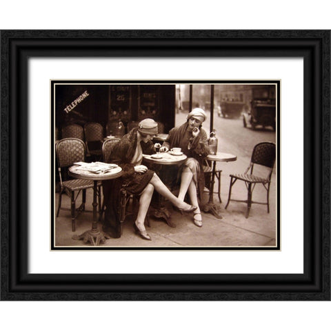 Paris Cafe I Black Ornate Wood Framed Art Print with Double Matting by Vintage Apple Collection
