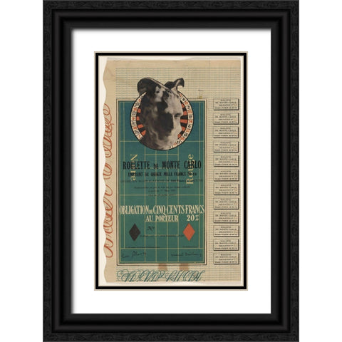 Marcel Duchamp - Monte Carlo Bond Black Ornate Wood Framed Art Print with Double Matting by Vintage Apple Collection
