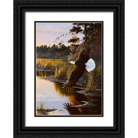 Wings Of Autumn - Bald Eagle Black Ornate Wood Framed Art Print with Double Matting by Goebel, Wilhelm