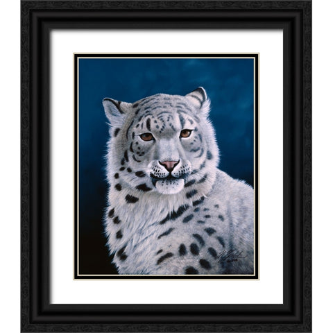 Young Snow Leopard Black Ornate Wood Framed Art Print with Double Matting by Goebel, Wilhelm