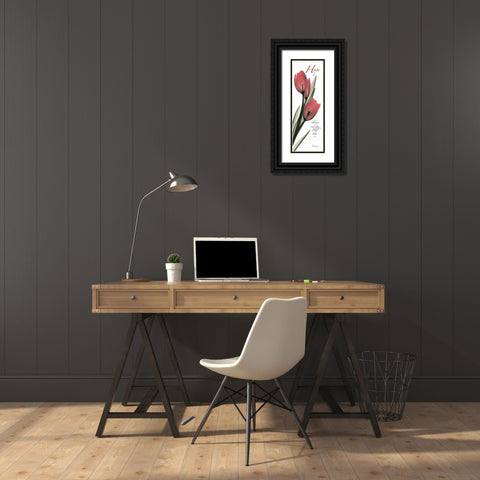Tulips in Red - Hope Black Ornate Wood Framed Art Print with Double Matting by Koetsier, Albert