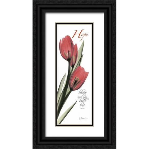 Tulips in Red - Hope Black Ornate Wood Framed Art Print with Double Matting by Koetsier, Albert