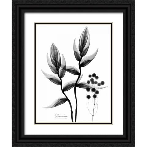 Heliconia Arrangement BandW Black Ornate Wood Framed Art Print with Double Matting by Koetsier, Albert