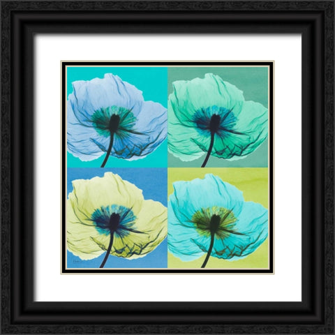 Blue Green Flowers 2 Black Ornate Wood Framed Art Print with Double Matting by Koetsier, Albert