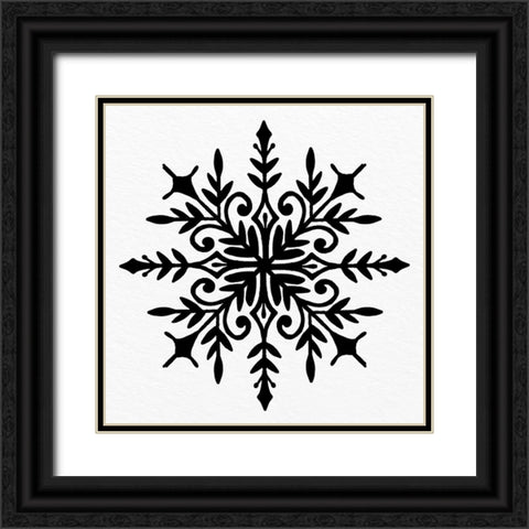 Snowflake 1 Black Ornate Wood Framed Art Print with Double Matting by Bailey, Ann