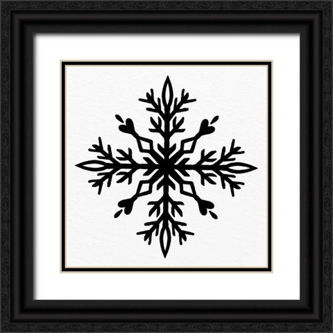 Snowflake 2 Black Ornate Wood Framed Art Print with Double Matting by Bailey, Ann