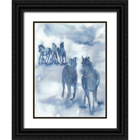 Thundering Hooves Black Ornate Wood Framed Art Print with Double Matting by Dyer, Beverly