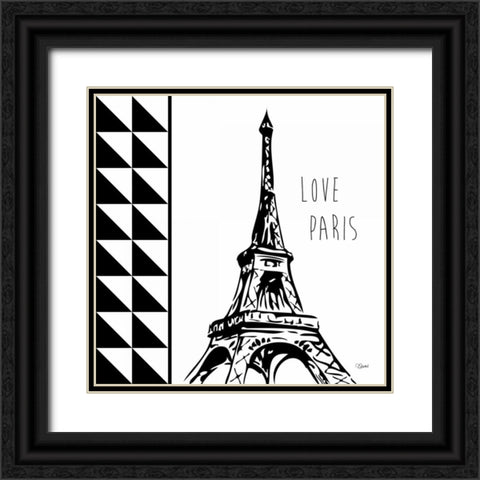 Love Paris Black Ornate Wood Framed Art Print with Double Matting by Stevens, Carole