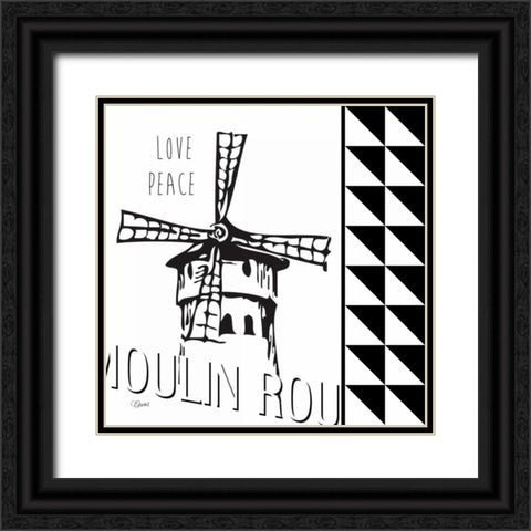 Love Peace Black Ornate Wood Framed Art Print with Double Matting by Stevens, Carole