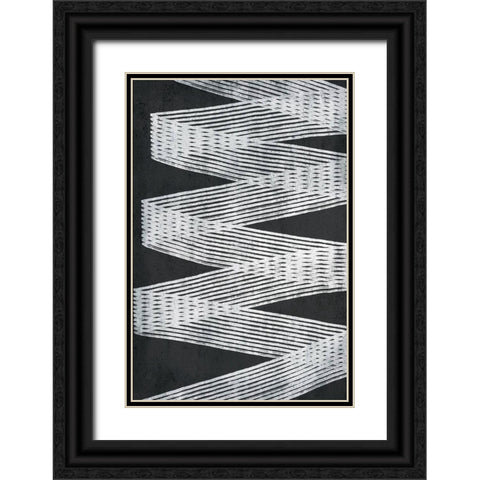 Monochrome Lines 1 Black Ornate Wood Framed Art Print with Double Matting by Brown, Denise