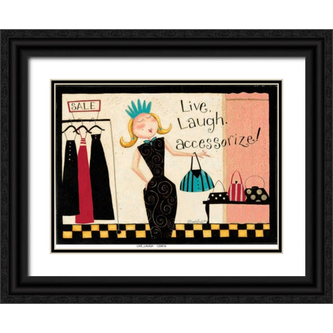Live Laugh Life Black Ornate Wood Framed Art Print with Double Matting by DiPaolo, Dan