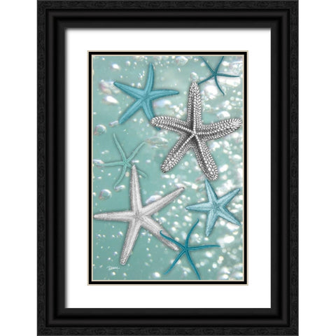 Starfish Bubbles Black Ornate Wood Framed Art Print with Double Matting by Stimson, Diane