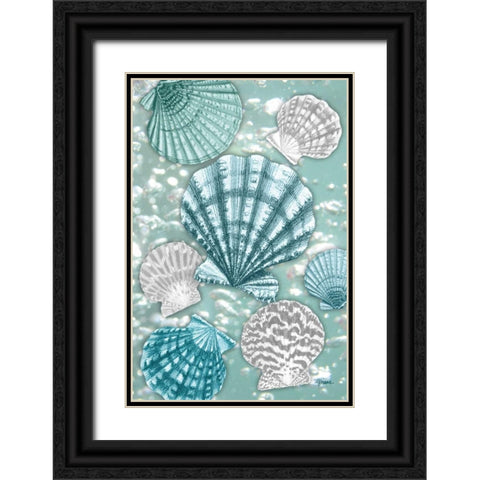 Scallop Bubbles Black Ornate Wood Framed Art Print with Double Matting by Stimson, Diane