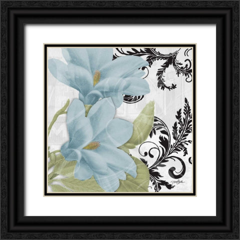 Magnolia Blue Black Ornate Wood Framed Art Print with Double Matting by Stimson, Diane