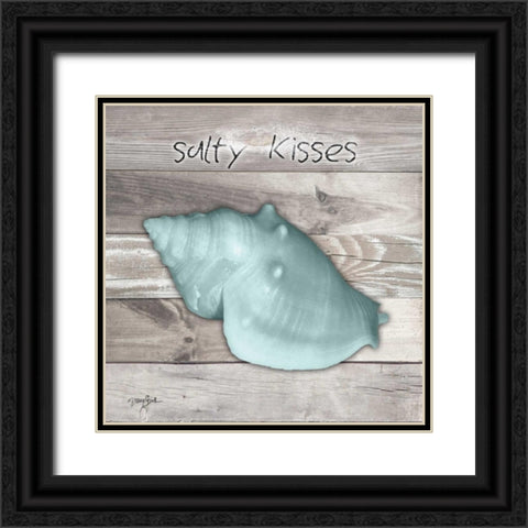 Salty Kisses Aqua Shell Black Ornate Wood Framed Art Print with Double Matting by Stimson, Diane