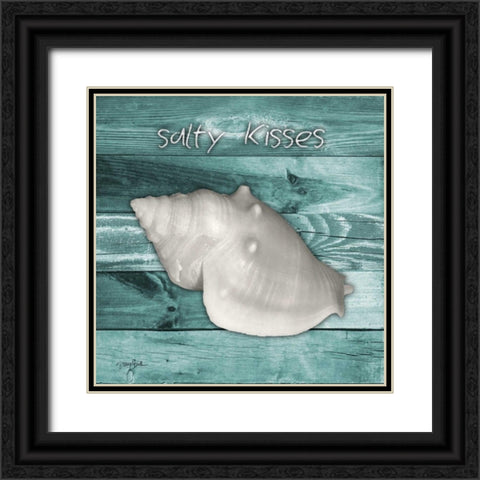 Salty Kisses Aqua Boards Black Ornate Wood Framed Art Print with Double Matting by Stimson, Diane