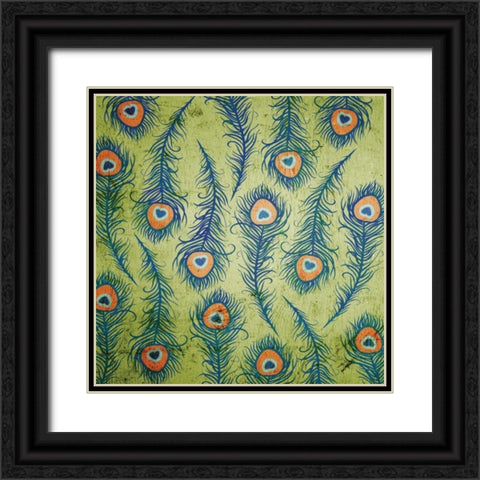 Peacock Pattern 1 Black Ornate Wood Framed Art Print with Double Matting by Stimson, Diane