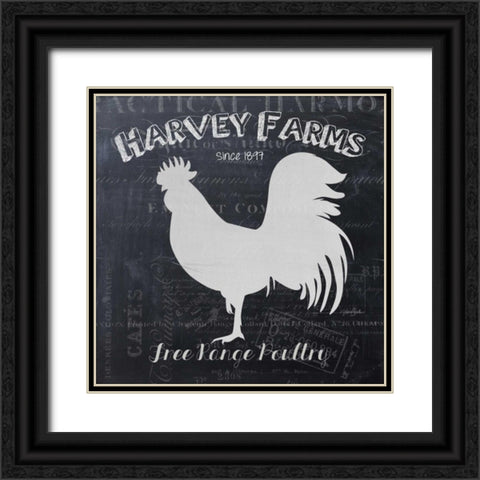 Chalkboard Poultry Black Ornate Wood Framed Art Print with Double Matting by Stimson, Diane