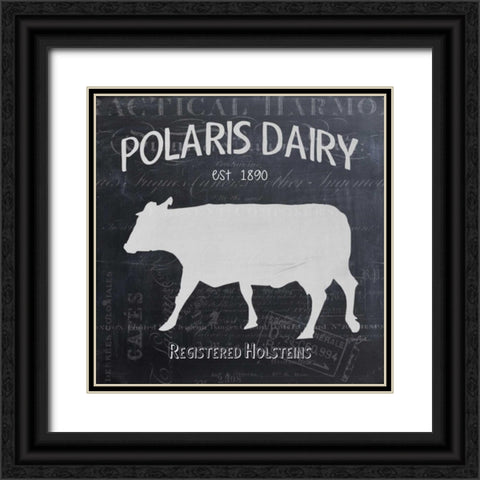 Chalkboard Cow Black Ornate Wood Framed Art Print with Double Matting by Stimson, Diane