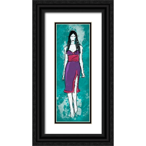 Runway Model on Teal Black Ornate Wood Framed Art Print with Double Matting by Rodriquez Jr, Enrique