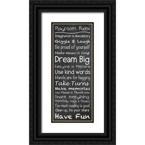 Playroom Rules Chalkwhite Black Ornate Wood Framed Art Print with Double Matting by Gibbons, Lauren