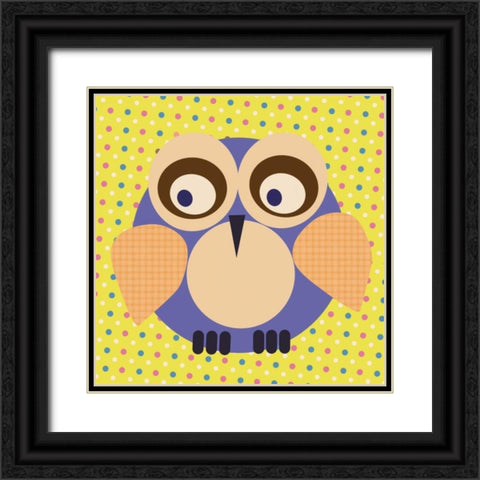 Owl Polka Black Ornate Wood Framed Art Print with Double Matting by Gibbons, Lauren